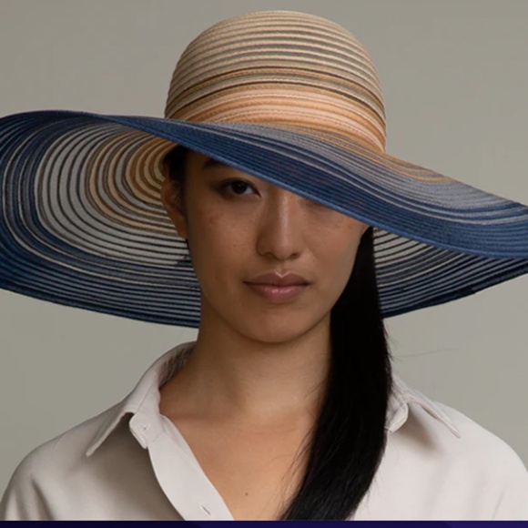 new Eugenia Kim SUNNY Beige Blue Ombre HORSEHAIR SUNHAT